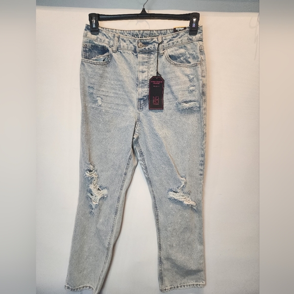 NoBo New Distressed Super High Rise Straight Jeans Size 11 - Picture 2 of 10